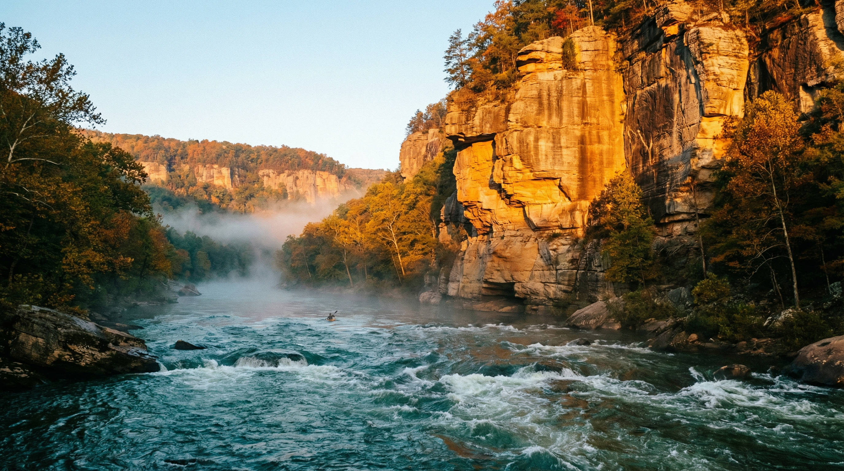 Gauley River canyon at golden hour