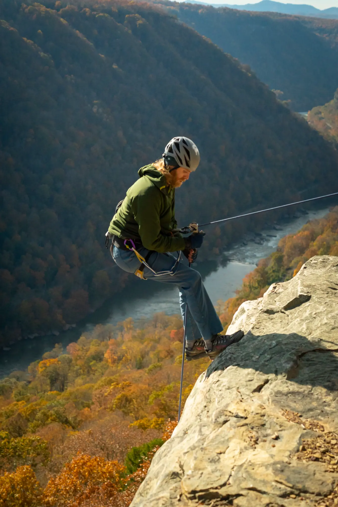 Rock climbing at New River Gorge